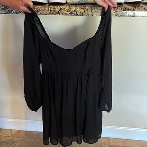Black babydoll long sleeve dress from Abercrombie and fitch.